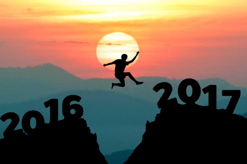Man jumping from 2016 to 2017
