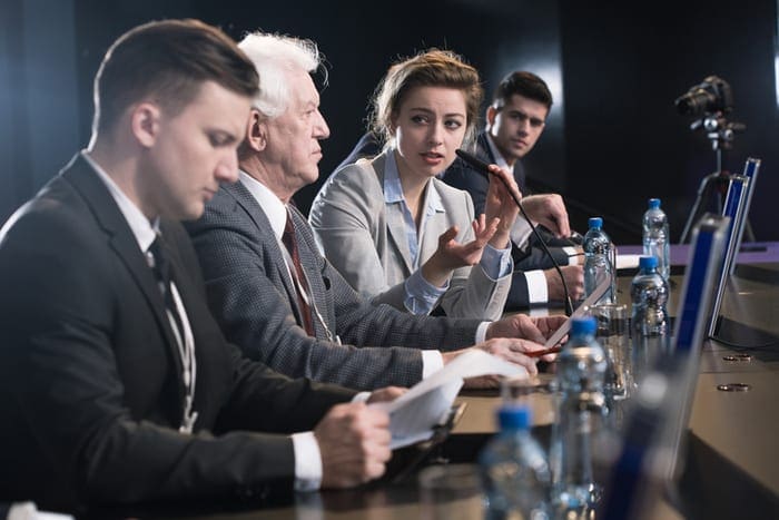 Business people talking