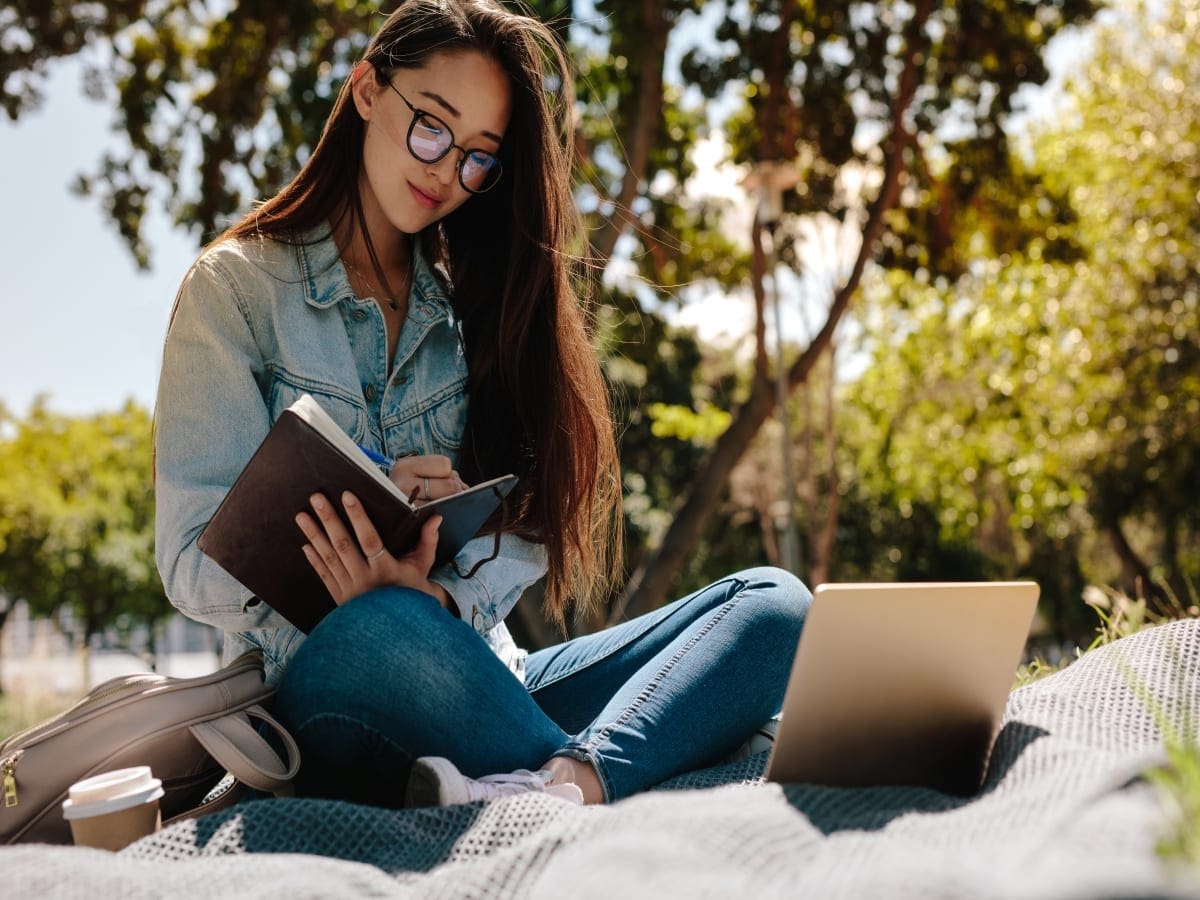 Taking notes outdoors