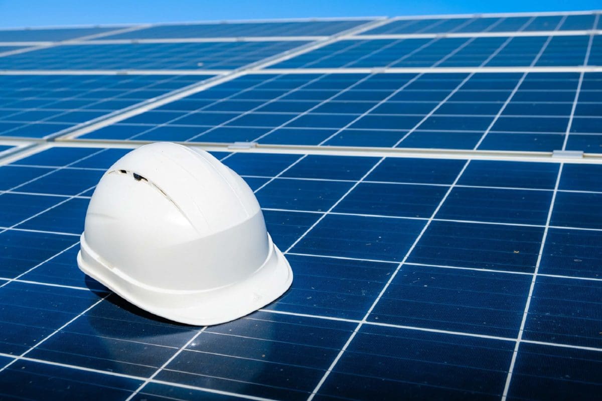 Hard Hat at Solar Panel Farm