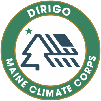 The logo for the DIRIGIO Maine Climate Corps.