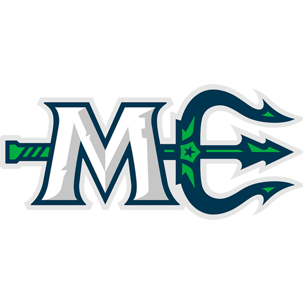The letters M and E with a trident through the E that represents the Maine Mariners hockey logo.
