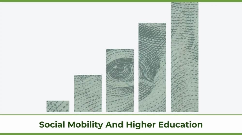 social mobility shown through a growing bar chart of money