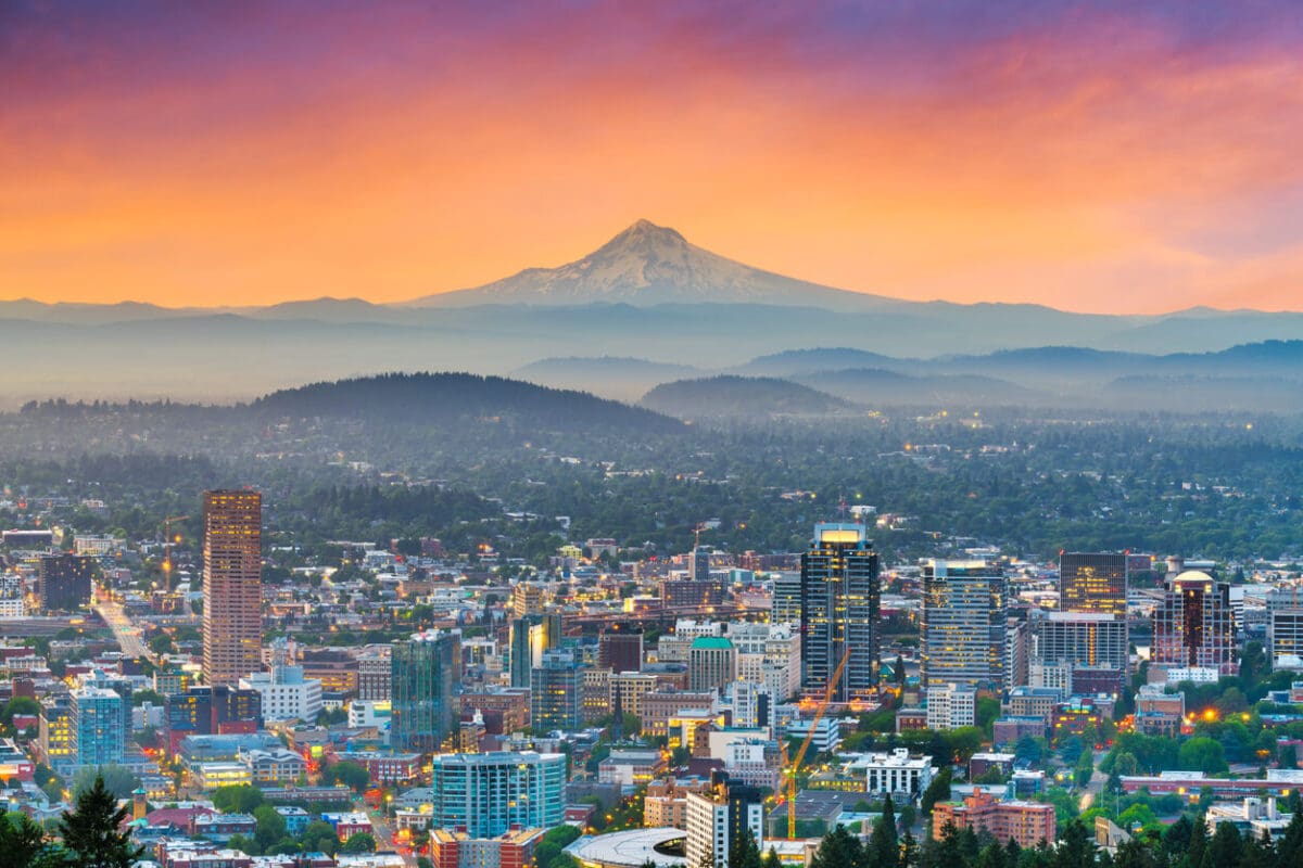 an aerial look at Portland, Oregon