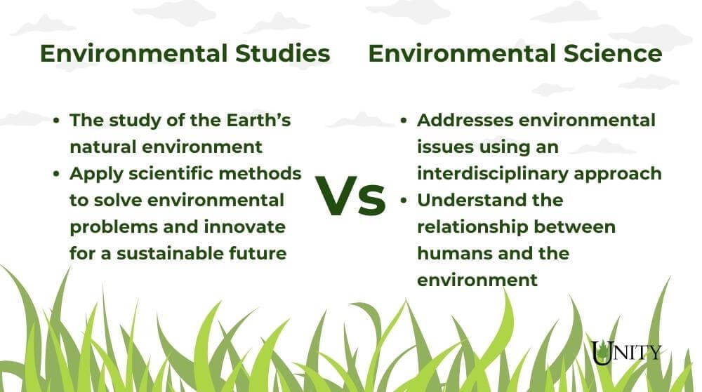an infographic showing the differences between environmental studies and science