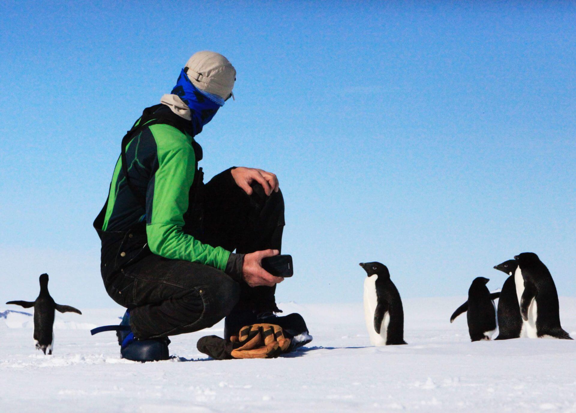 A person with penguins in the arctic: Photo by Suzan Kiršić