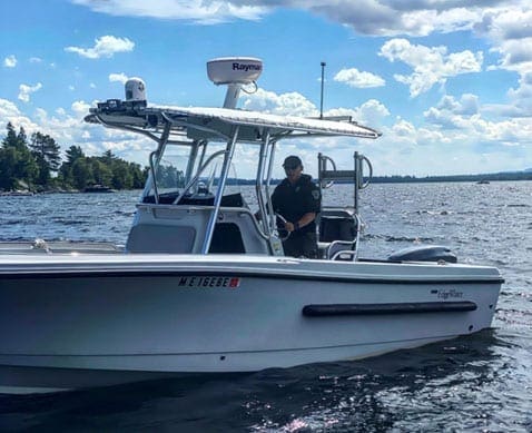Unity Student Garret Moody Patrolling Moosehead Lake