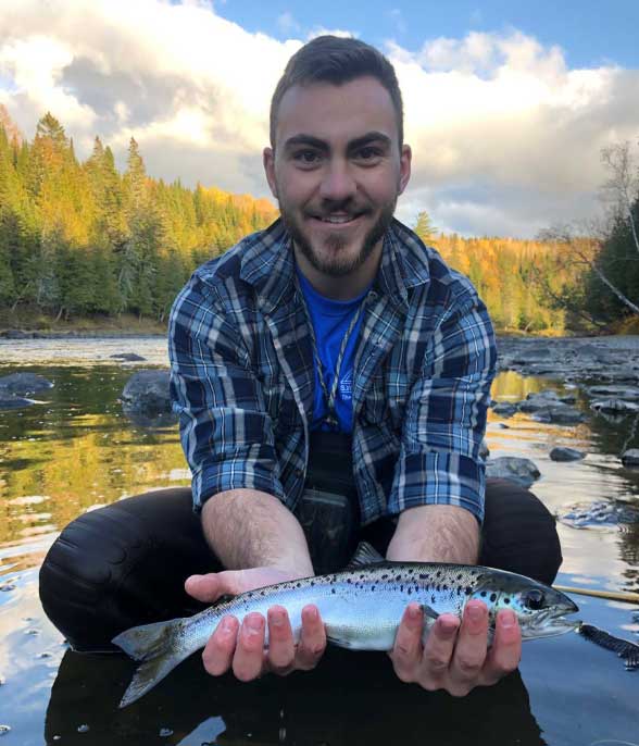 Unity Student Emerson Duplisse-Cyr on the Fish River near Fort Kent