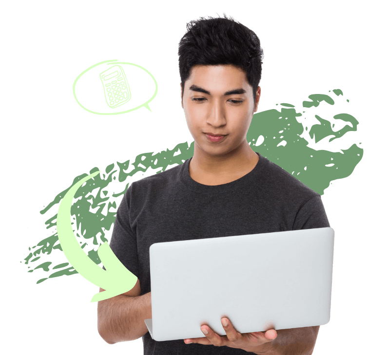 A man holds a laptop and smiles.