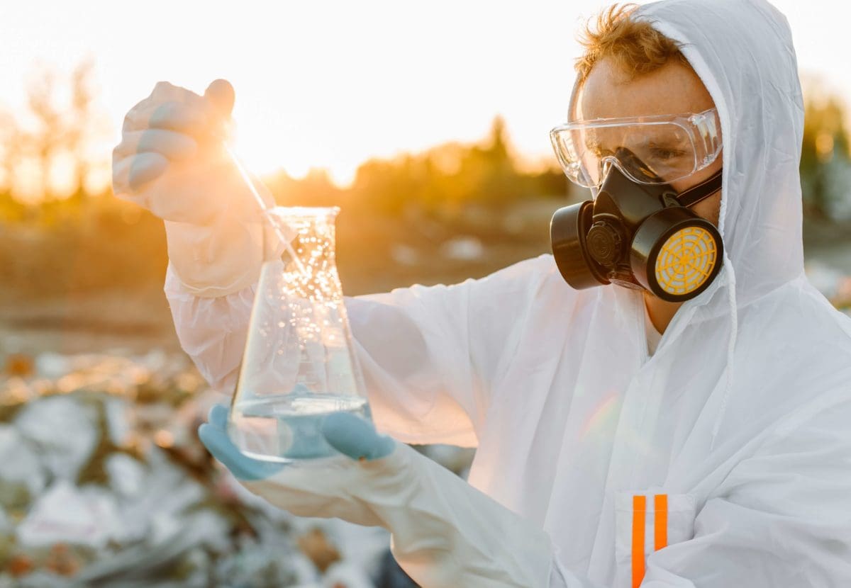Disaster Response Technician Taking Sample