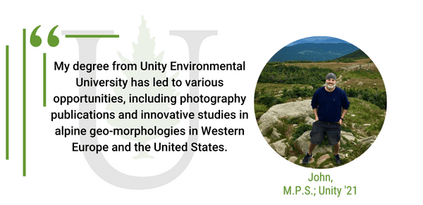 A visual of a quote from John V., a recent Unity graduate.