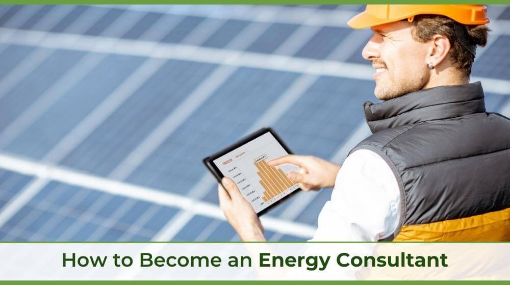 an energy consultant using a tablet by solar panels